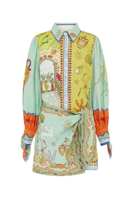 ALEMAIS SURREALIST SUMMER MINI SHIRTDRESS
