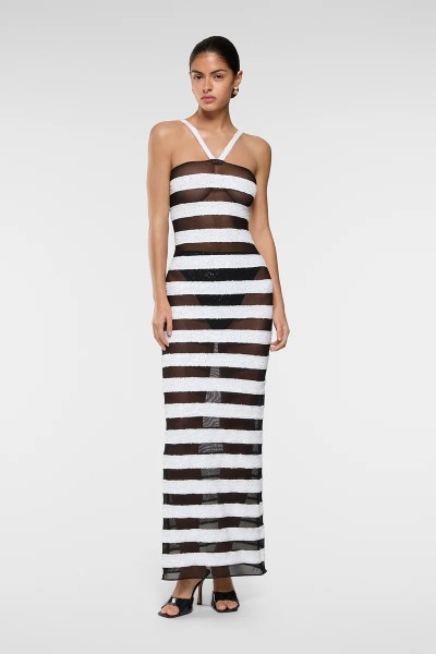 OSEREE STRIPES DRESS BLACK/WHITE